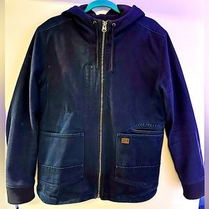 G-star Raw Faeroes PM  Wool and Denim Jacket with Hood in Navy Blue